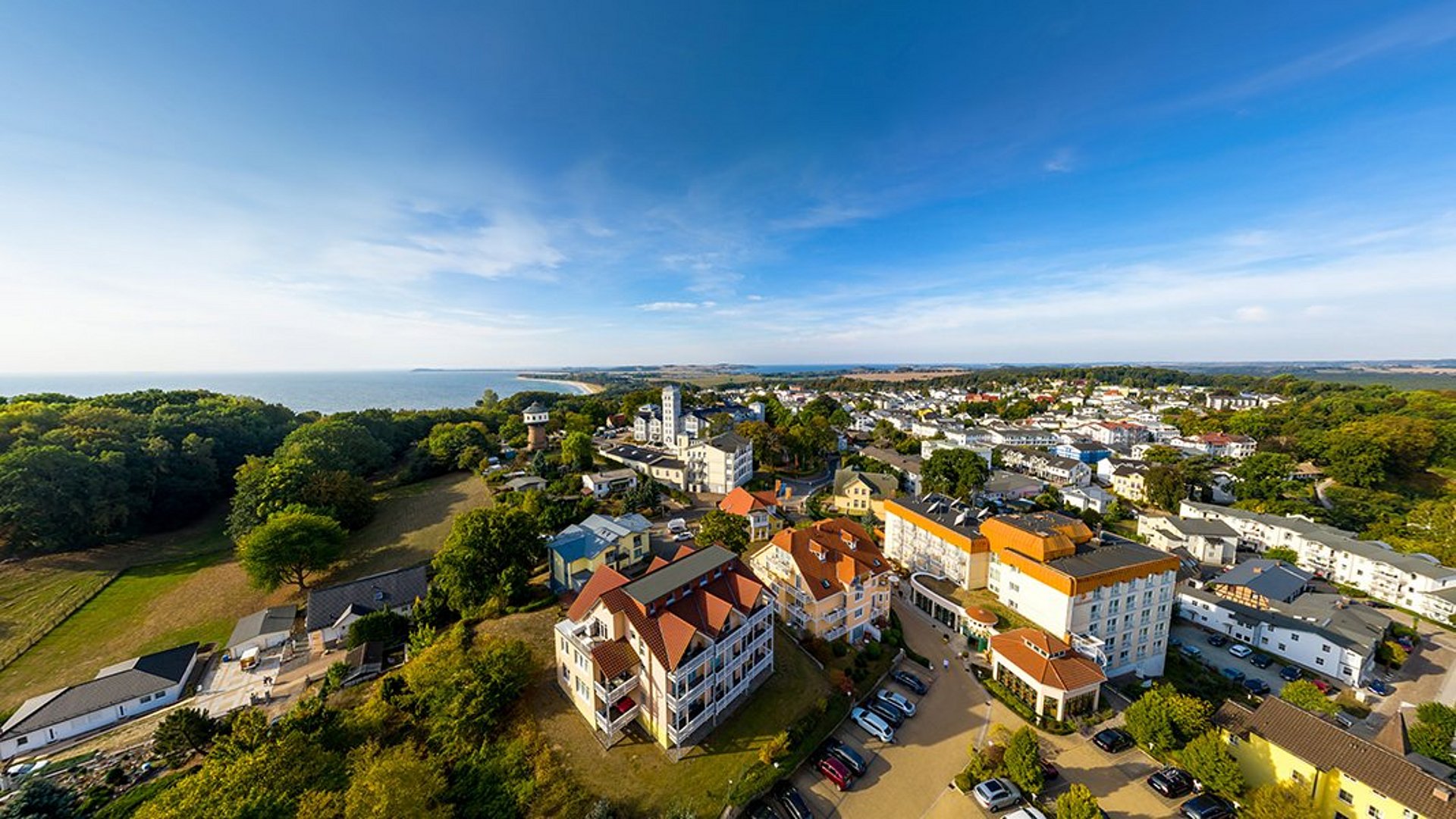 Aerial view of the Hotel Nordperd & Villas Göhren on Rügen at the Baltic Sea